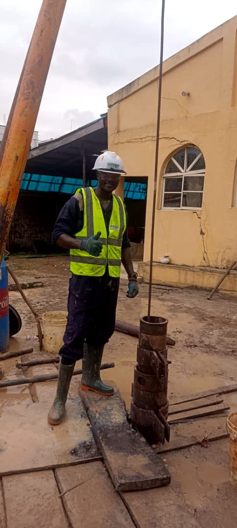 Engineer with soil samples on site