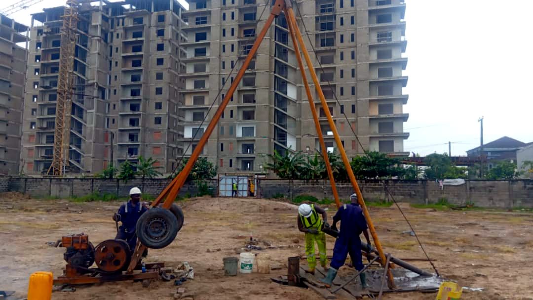 Borehole drilling rig at Trinity Avenue, Oniru